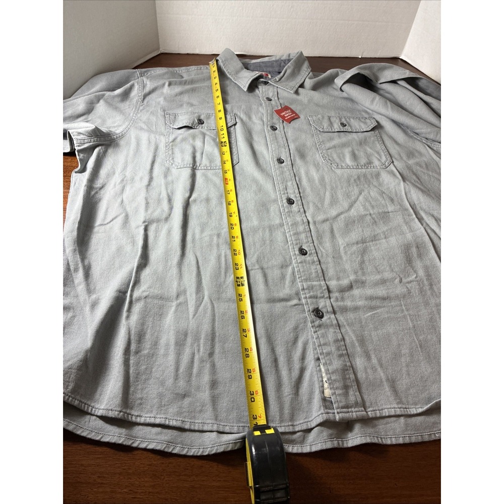 Wrangler Men's Comfort Flex Shirt Twill Long Sleeve Button Up 2XL Gray - Picture 13 of 15